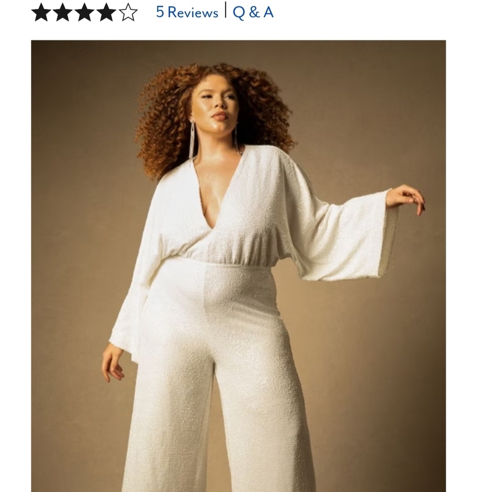 - Eloquii White Sequin Jumpsuit